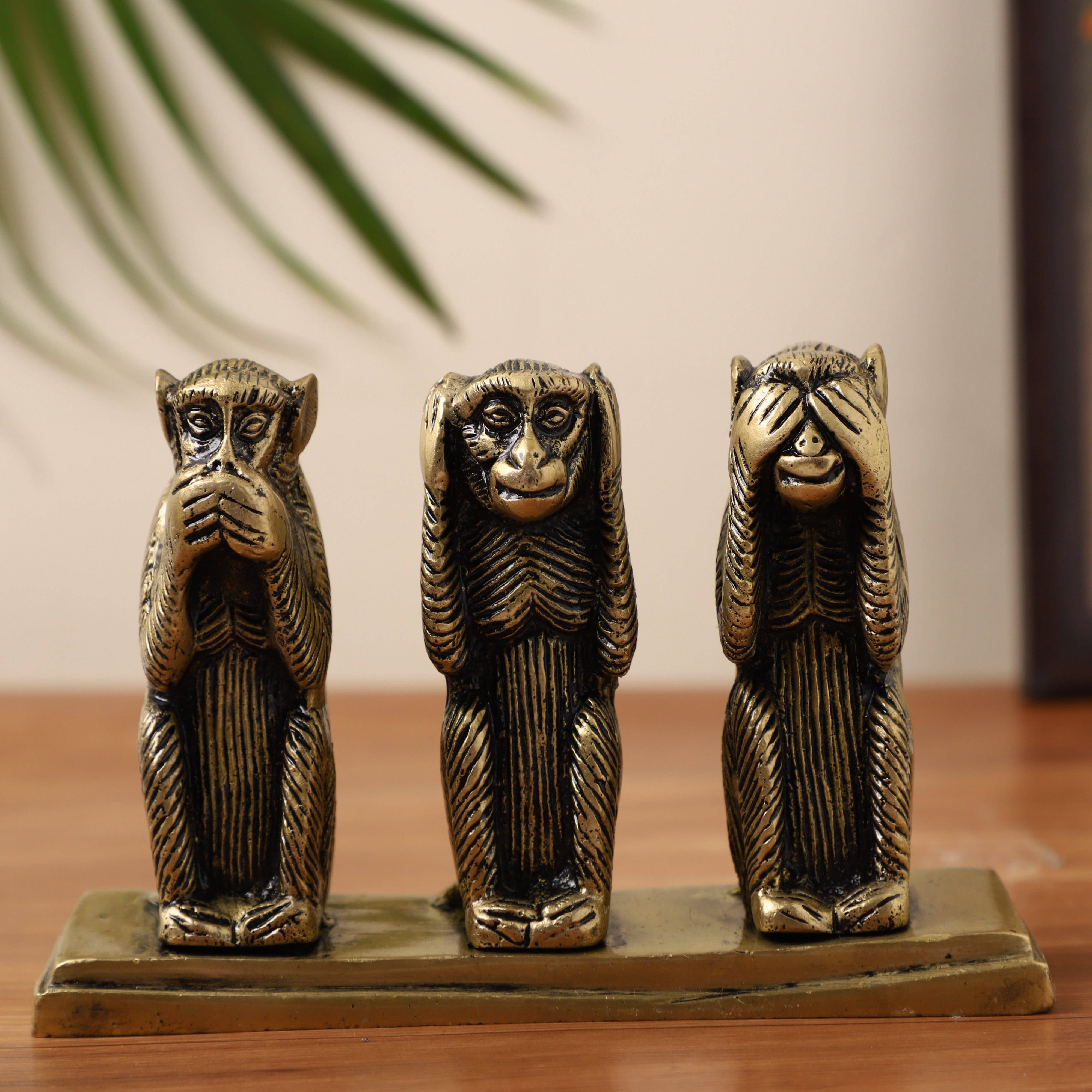 Solid Brass Monkey Statues - Set of 3