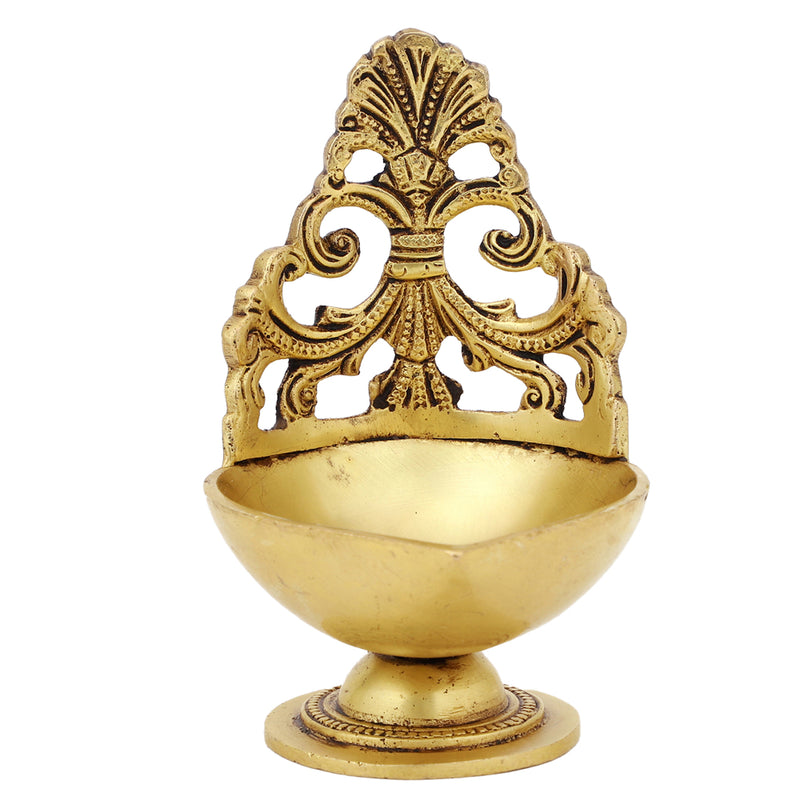 Brass small Akhand Diya - intricately designed brass oil lamp, compact size, traditional Indian Diya, golden finish, decorative home accent, emits a warm and serene glow, ideal for religious ceremonies and meditation, enhances spiritual ambiance and decor.