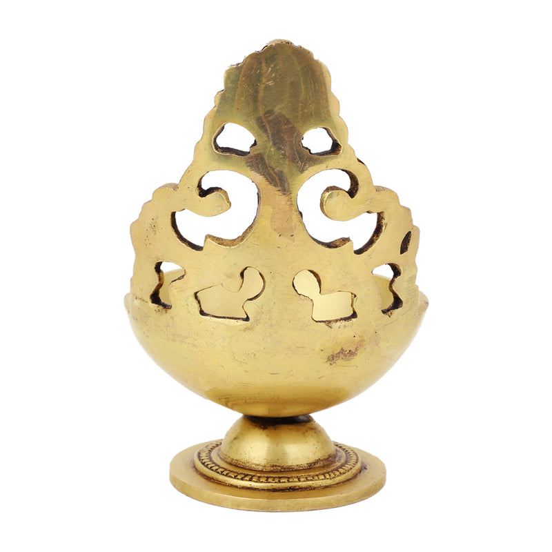 Brass small Akhand Diya - intricately designed brass oil lamp, compact size, traditional Indian Diya, golden finish, decorative home accent, emits a warm and serene glow, ideal for religious ceremonies and meditation, enhances spiritual ambiance and decor.