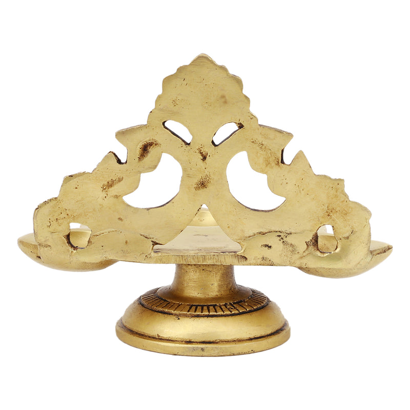 Brass small Akhand Diya - intricately designed brass oil lamp, compact size, traditional Indian Diya, golden finish, decorative home accent, emits a warm and serene glow, ideal for religious ceremonies and meditation, enhances spiritual ambiance and decor.