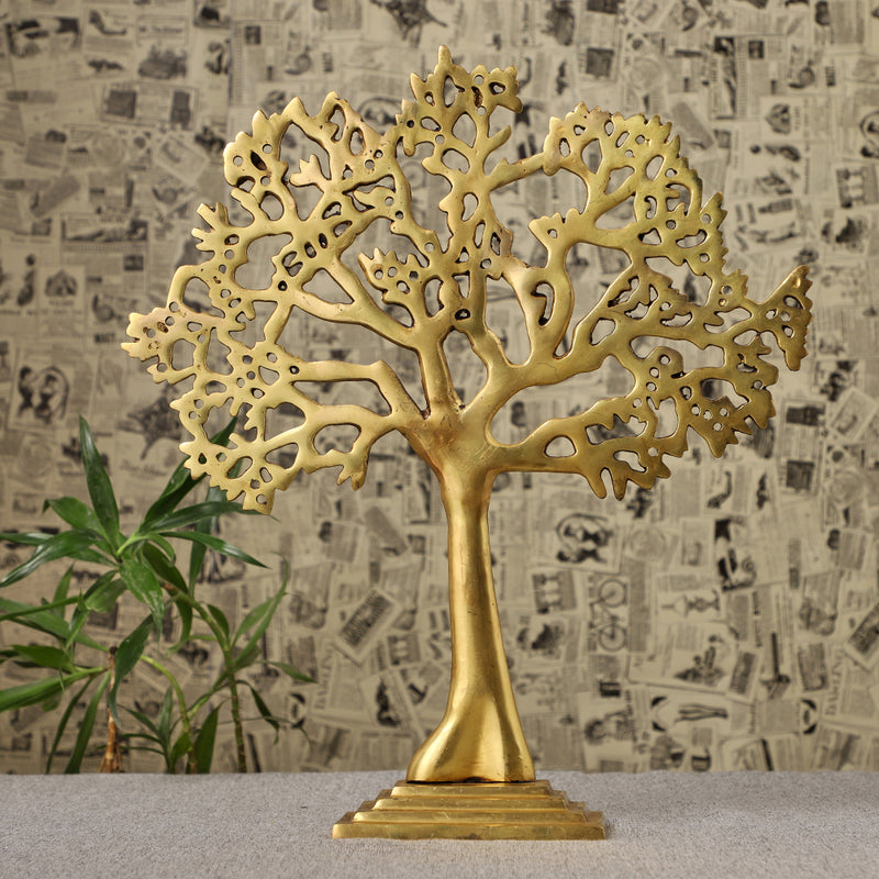 Brass Tree - intricately crafted brass tree sculpture, golden finish, represents strength, growth, and connection to nature, adds a natural and organic element to your home decor, symbolizes stability and grounding, a beautiful centerpiece or accent piece for any room, available in various sizes and designs, a timeless and versatile addition to your collection of brass sculptures and figurines, perfect for nature enthusiasts and those seeking a serene and harmonious atmosphere.