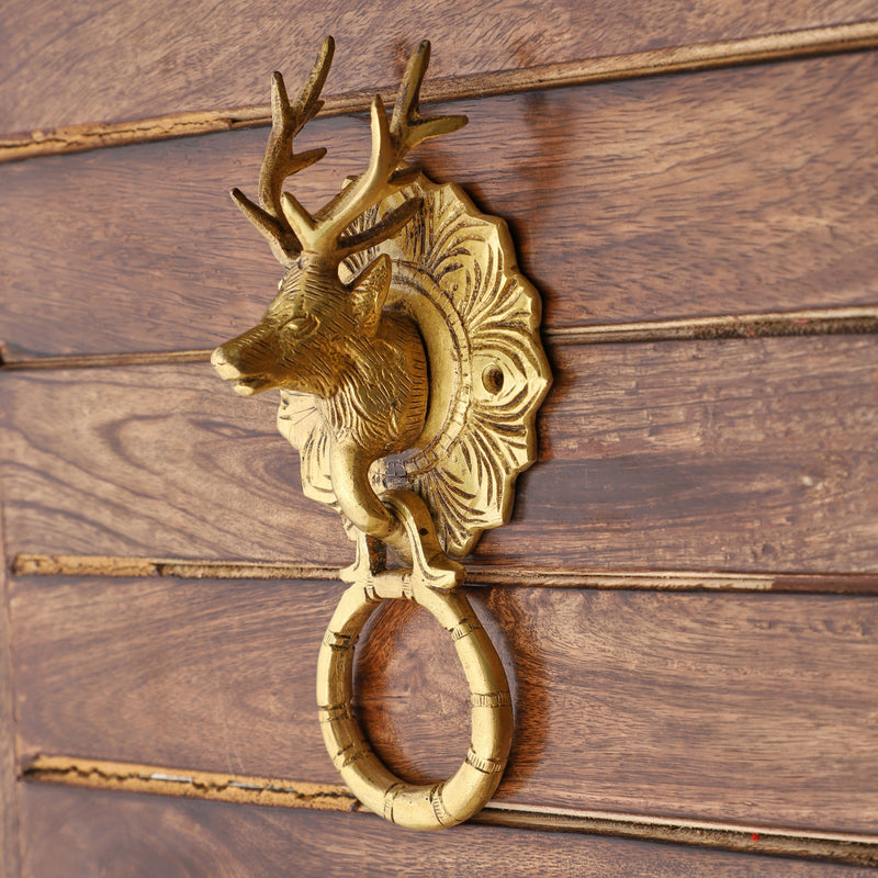 Brass Door Knocks - intricately designed brass door knockers, golden finish, adds a touch of charm and elegance to any door, durable and long-lasting, creates a unique and welcoming entrance to your home or office, symbolizes hospitality and attention to detail, available in various designs and sizes to suit different door styles, a functional and decorative addition to your door hardware, perfect for enhancing the curb appeal of your property.