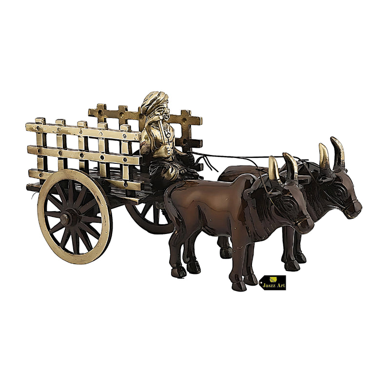 Brass bullock cart product - handcrafted decorative piece, vintage-inspired design, brass finish, traditional Indian cart motif, ornate detailing, cultural charm, unique home decor accent, enhances interior ambiance