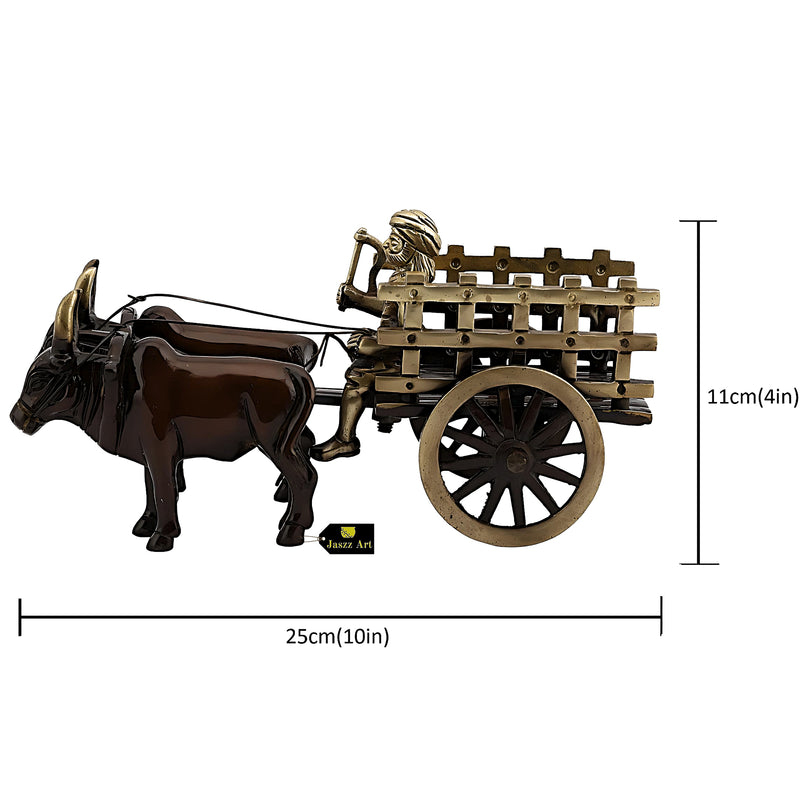 Brass bullock cart product - handcrafted decorative piece, vintage-inspired design, brass finish, traditional Indian cart motif, ornate detailing, cultural charm, unique home decor accent, enhances interior ambiance