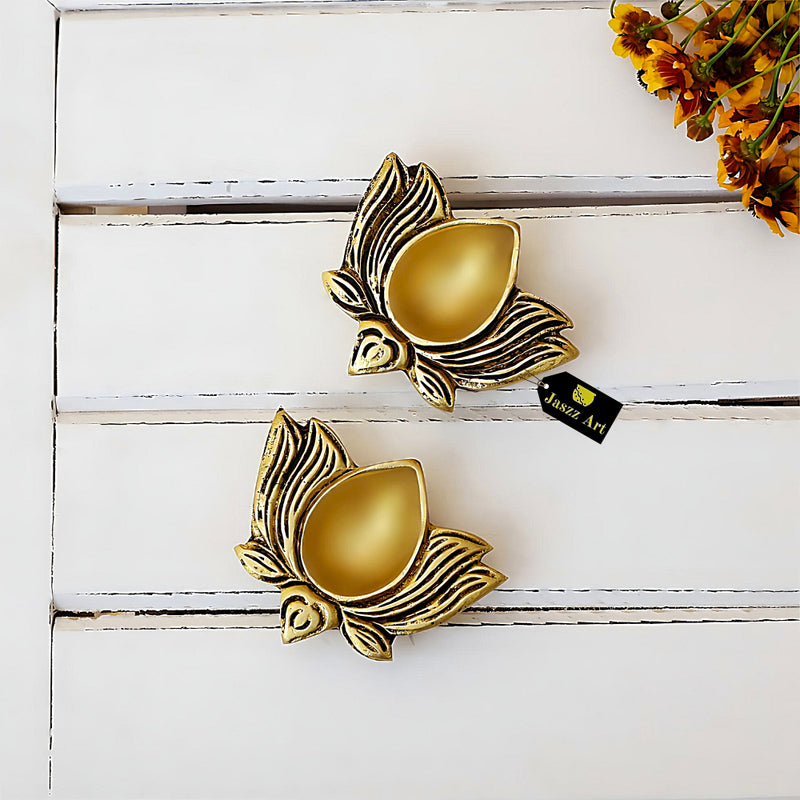 Brass small Akhand Diya - intricately designed brass oil lamp, compact size, traditional Indian Diya, golden finish, decorative home accent, emits a warm and serene glow, ideal for religious ceremonies and meditation, enhances spiritual ambiance and decor.