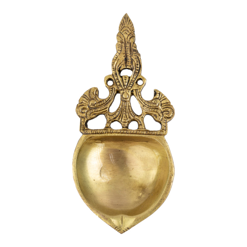 Brass Pooja Spoon - beautifully crafted brass spoon for religious rituals, ideal for offering sacred substances during prayers and ceremonies, golden finish, perfect for home puja setups and spiritual practices, symbolizes purity and devotion, enhances the sacredness of rituals, a functional and auspicious addition to your pooja essentials and religious artifacts.