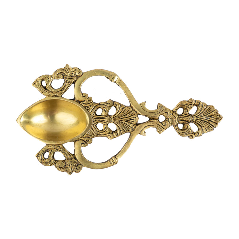 Brass Pooja Spoon - beautifully crafted brass spoon for religious rituals, ideal for offering sacred substances during prayers and ceremonies, golden finish, perfect for home puja setups and spiritual practices, symbolizes purity and devotion, enhances the sacredness of rituals, a functional and auspicious addition to your pooja essentials and religious artifacts.