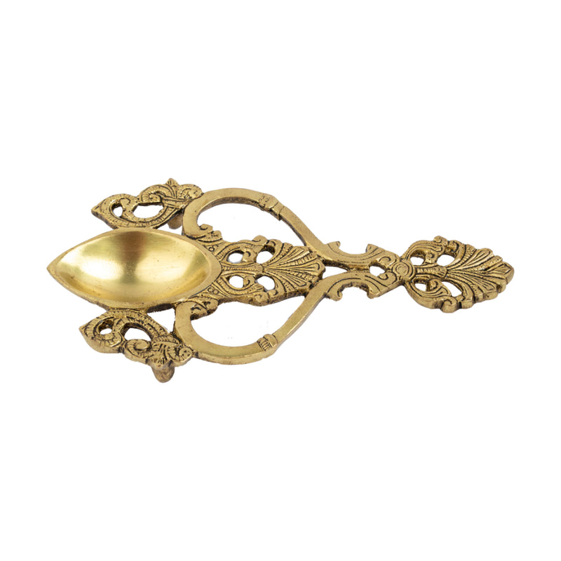 Brass Pooja Spoon - beautifully crafted brass spoon for religious rituals, ideal for offering sacred substances during prayers and ceremonies, golden finish, perfect for home puja setups and spiritual practices, symbolizes purity and devotion, enhances the sacredness of rituals, a functional and auspicious addition to your pooja essentials and religious artifacts.