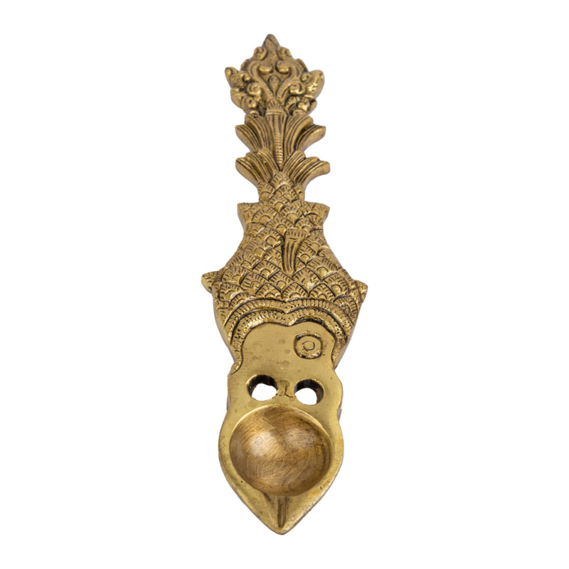 Brass Pooja Spoon - beautifully crafted brass spoon for religious rituals, ideal for offering sacred substances during prayers and ceremonies, golden finish, perfect for home puja setups and spiritual practices, symbolizes purity and devotion, enhances the sacredness of rituals, a functional and auspicious addition to your pooja essentials and religious artifacts.