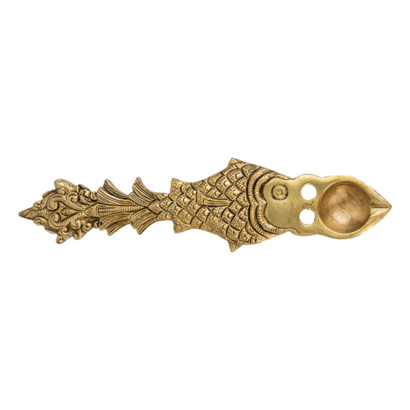 Brass Pooja Spoon - beautifully crafted brass spoon for religious rituals, ideal for offering sacred substances during prayers and ceremonies, golden finish, perfect for home puja setups and spiritual practices, symbolizes purity and devotion, enhances the sacredness of rituals, a functional and auspicious addition to your pooja essentials and religious artifacts.