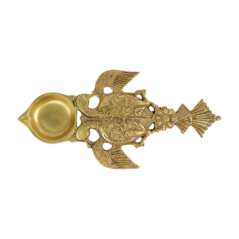 Brass Pooja Spoon - beautifully crafted brass spoon for religious rituals, ideal for offering sacred substances during prayers and ceremonies, golden finish, perfect for home puja setups and spiritual practices, symbolizes purity and devotion, enhances the sacredness of rituals, a functional and auspicious addition to your pooja essentials and religious artifacts.