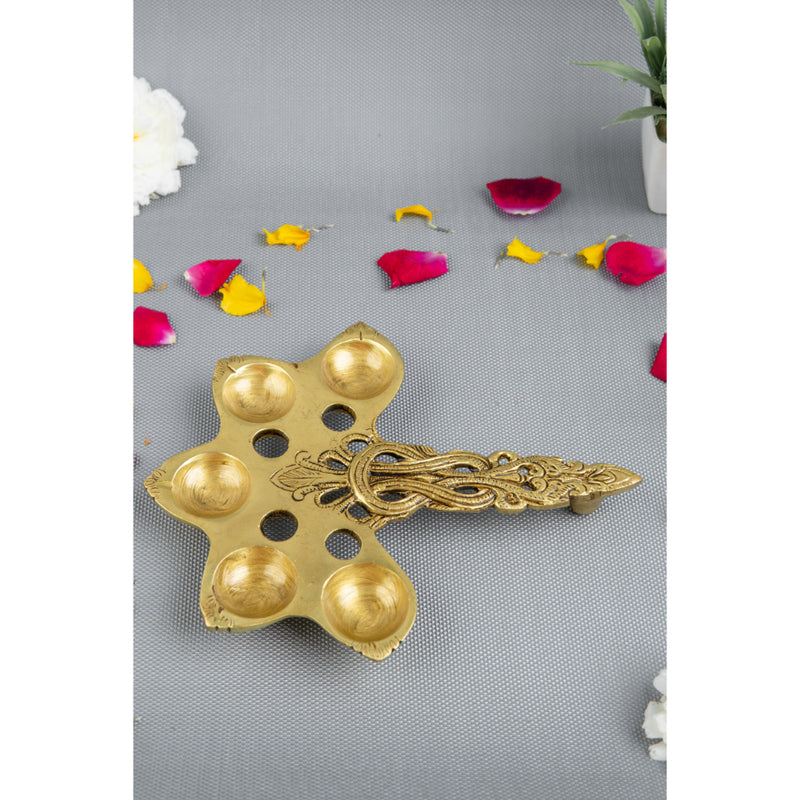 Brass Pooja Spoon - beautifully crafted brass spoon for religious rituals, ideal for offering sacred substances during prayers and ceremonies, golden finish, perfect for home puja setups and spiritual practices, symbolizes purity and devotion, enhances the sacredness of rituals, a functional and auspicious addition to your pooja essentials and religious artifacts.