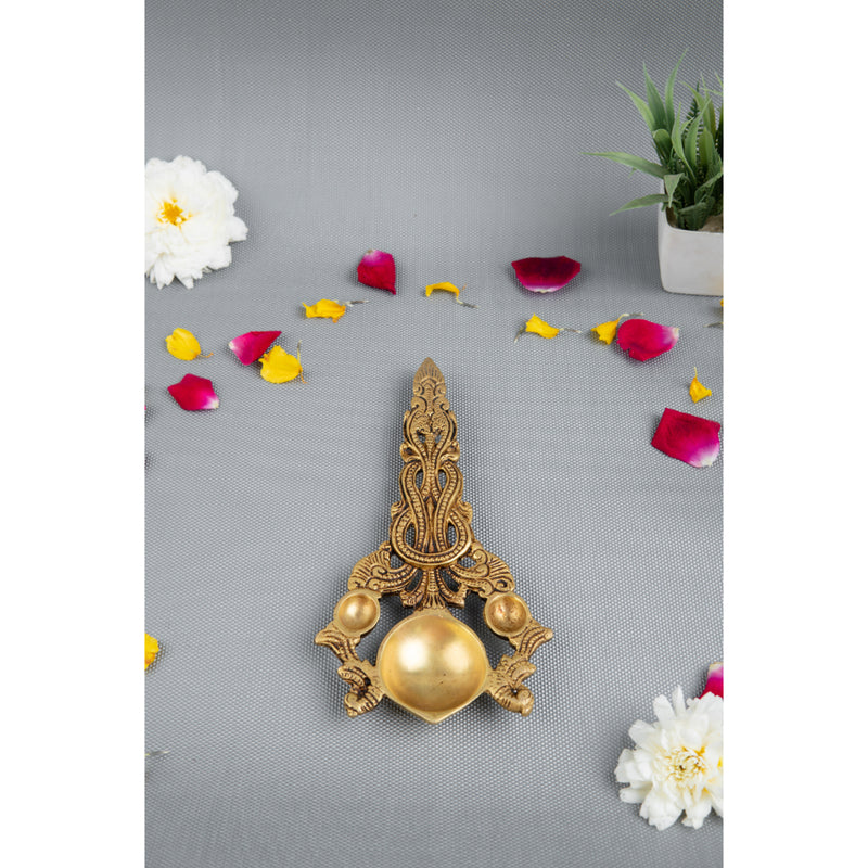 Brass Pooja Spoon - beautifully crafted brass spoon for religious rituals, ideal for offering sacred substances during prayers and ceremonies, golden finish, perfect for home puja setups and spiritual practices, symbolizes purity and devotion, enhances the sacredness of rituals, a functional and auspicious addition to your pooja essentials and religious artifacts.