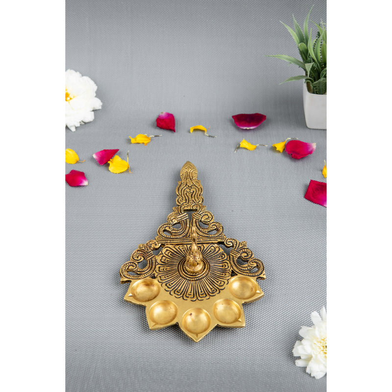 Brass Pooja Spoon - beautifully crafted brass spoon for religious rituals, ideal for offering sacred substances during prayers and ceremonies, golden finish, perfect for home puja setups and spiritual practices, symbolizes purity and devotion, enhances the sacredness of rituals, a functional and auspicious addition to your pooja essentials and religious artifacts.