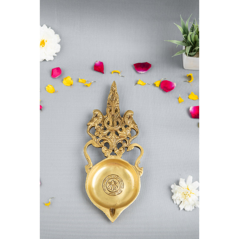 Brass Pooja Spoon - beautifully crafted brass spoon for religious rituals, ideal for offering sacred substances during prayers and ceremonies, golden finish, perfect for home puja setups and spiritual practices, symbolizes purity and devotion, enhances the sacredness of rituals, a functional and auspicious addition to your pooja essentials and religious artifacts.