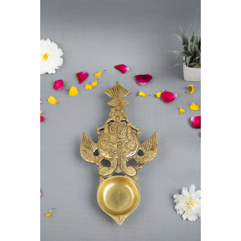 Brass Pooja Spoon - beautifully crafted brass spoon for religious rituals, ideal for offering sacred substances during prayers and ceremonies, golden finish, perfect for home puja setups and spiritual practices, symbolizes purity and devotion, enhances the sacredness of rituals, a functional and auspicious addition to your pooja essentials and religious artifacts.