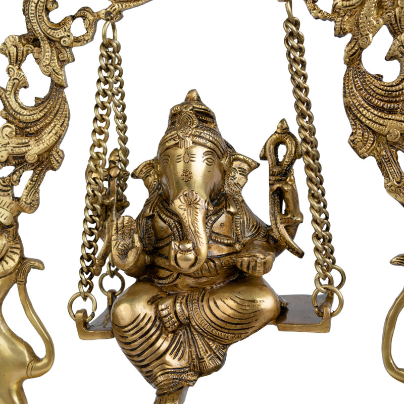 Brass God Ganesha Ji - intricately designed brass statue of Lord Ganesha, golden finish, auspicious and beloved deity, perfect for home decor and spiritual spaces, ideal for invoking blessings and removing obstacles, symbolizes wisdom, prosperity, and good fortune, enhances the spiritual energy and fosters a sense of divine presence, a sacred and revered addition to your collection of brass sculptures and figurines.