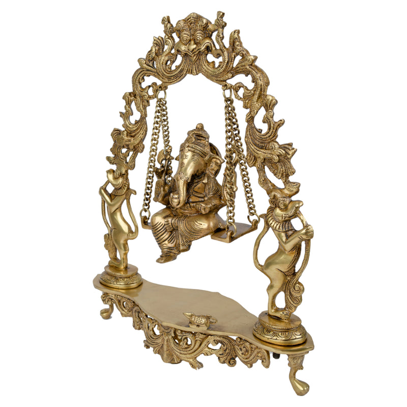 Brass God Ganesha Ji - intricately designed brass statue of Lord Ganesha, golden finish, auspicious and beloved deity, perfect for home decor and spiritual spaces, ideal for invoking blessings and removing obstacles, symbolizes wisdom, prosperity, and good fortune, enhances the spiritual energy and fosters a sense of divine presence, a sacred and revered addition to your collection of brass sculptures and figurines.