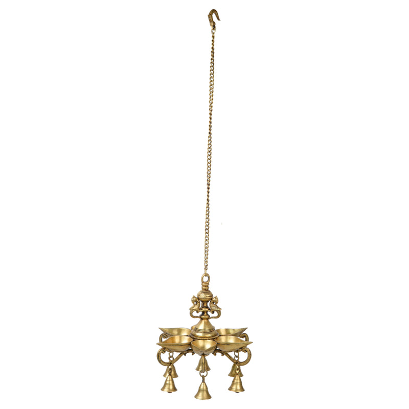 Jaszz Art Brass Parrot 6 Diya With Hanging Chain