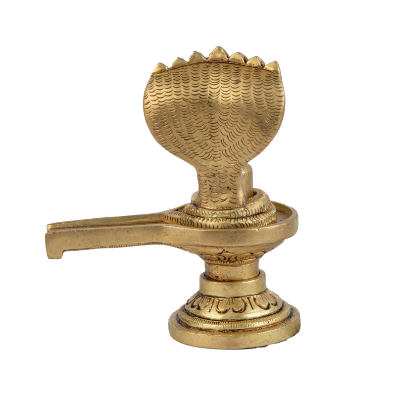 Brass Shivling - intricately crafted brass Shivling (Shiva Lingam), golden finish, sacred symbol of Lord Shiva, perfect for worship and meditation, ideal for creating a divine ambiance in your home or temple, symbolizes the cosmic energy and represents the formless nature of Lord Shiva, enhances spiritual practices and fosters a sense of reverence, a beautiful and sacred addition to your collection of brass artifacts.