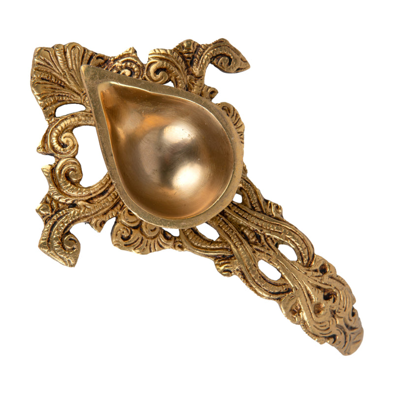 Brass Pooja Spoon - beautifully crafted brass spoon for religious rituals, ideal for offering sacred substances during prayers and ceremonies, golden finish, perfect for home puja setups and spiritual practices, symbolizes purity and devotion, enhances the sacredness of rituals, a functional and auspicious addition to your pooja essentials and religious artifacts.