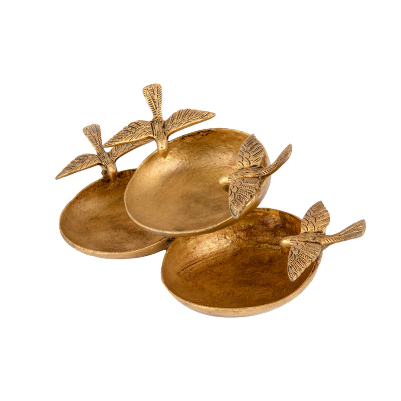 Brass Bird Urli - meticulously crafted brass decorative bowl with bird motifs, golden finish, traditional Indian Urli, versatile home accent, ideal for floating flower petals or candles, adds a touch of nature-inspired elegance to any space, perfect for creating a serene ambiance and enhancing interior decor, a symbol of freedom and grace, a timeless piece of art for both indoor and outdoor settings, brings harmony and tranquility to your living space.