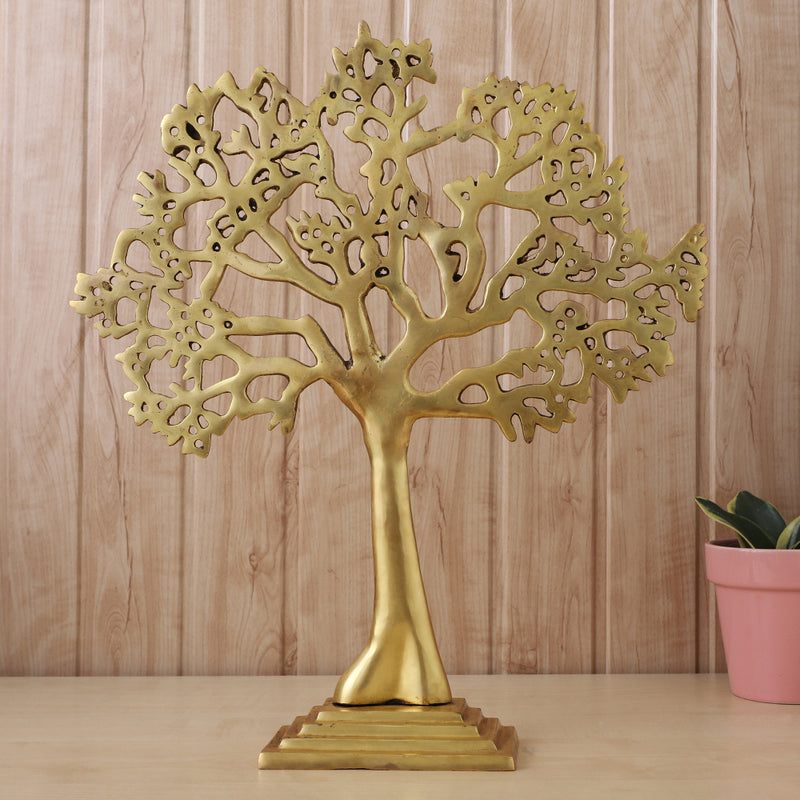 Brass Tree - intricately crafted brass tree sculpture, golden finish, represents strength, growth, and connection to nature, adds a natural and organic element to your home decor, symbolizes stability and grounding, a beautiful centerpiece or accent piece for any room, available in various sizes and designs, a timeless and versatile addition to your collection of brass sculptures and figurines, perfect for nature enthusiasts and those seeking a serene and harmonious atmosphere.