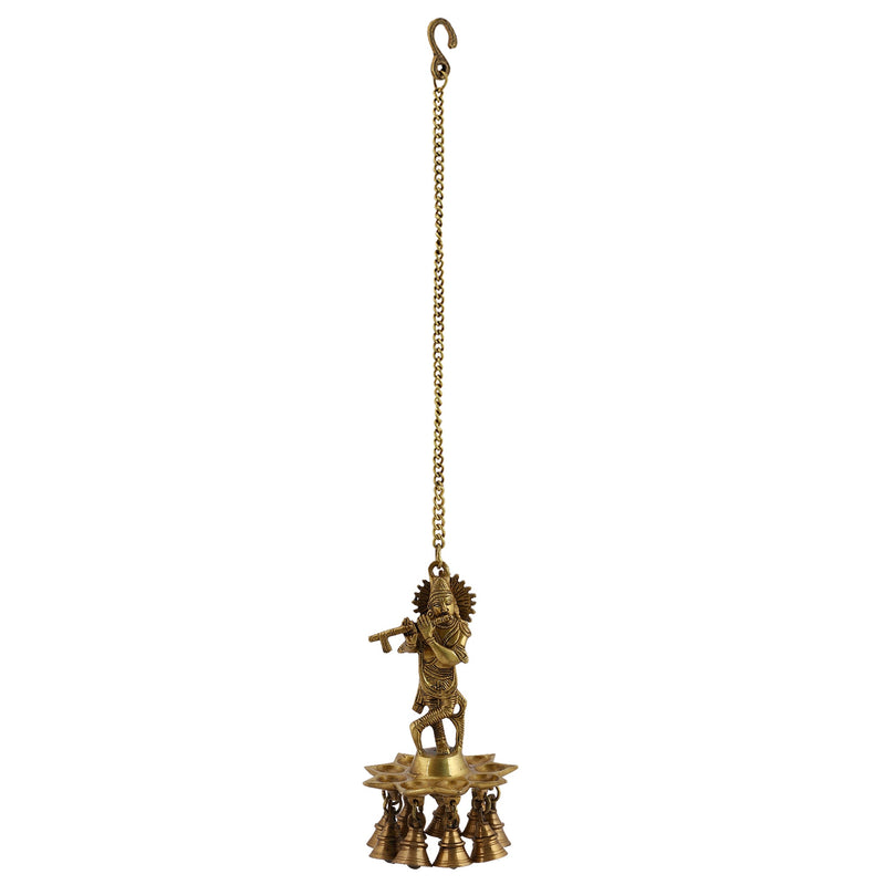 Brass Wall Diya - intricately designed brass oil lamp for wall mounting, golden finish, decorative home accent, traditional Indian Diya, emits a warm and inviting glow, ideal for enhancing wall decor and creating an ambiance of serenity, perfect for religious ceremonies and festive occasions, adds a touch of traditional charm to interior spaces.