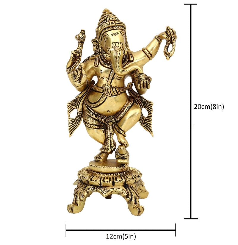 Brass God Ganesha Ji - intricately designed brass statue of Lord Ganesha, golden finish, auspicious and beloved deity, perfect for home decor and spiritual spaces, ideal for invoking blessings and removing obstacles, symbolizes wisdom, prosperity, and good fortune, enhances the spiritual energy and fosters a sense of divine presence, a sacred and revered addition to your collection of brass sculptures and figurines.