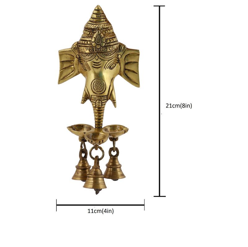 Brass Wall Diya - intricately designed brass oil lamp for wall mounting, golden finish, decorative home accent, traditional Indian Diya, emits a warm and inviting glow, ideal for enhancing wall decor and creating an ambiance of serenity, perfect for religious ceremonies and festive occasions, adds a touch of traditional charm to interior spaces.