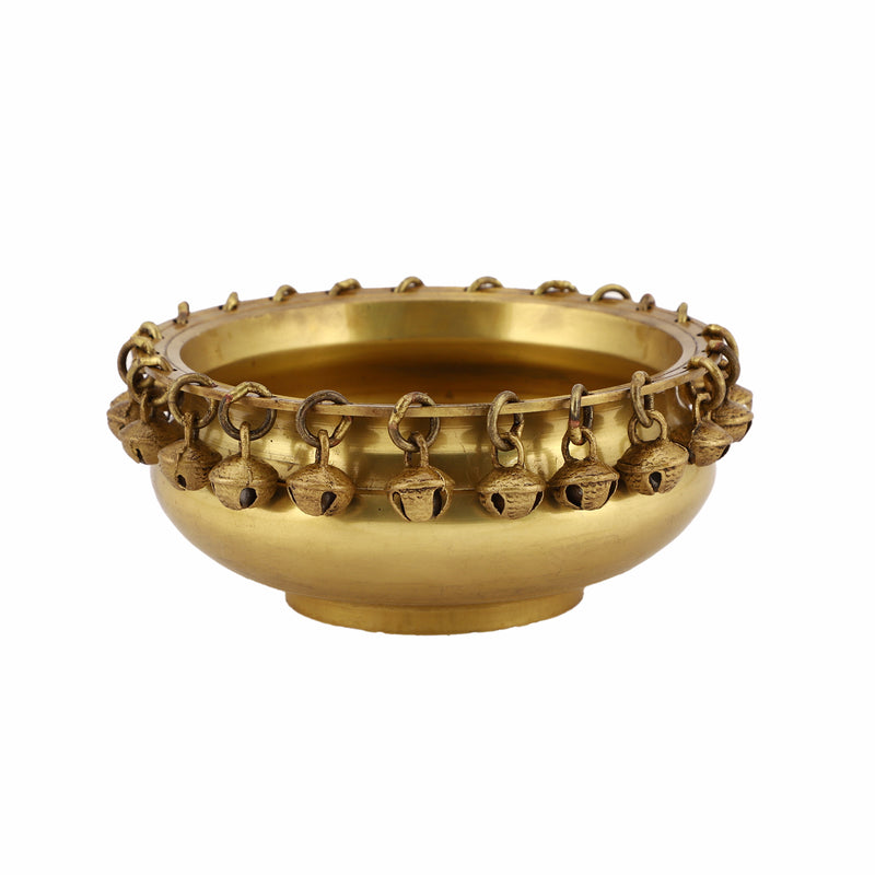 Jaszz Art Brass Urli Bowl With Bells (6in Light)