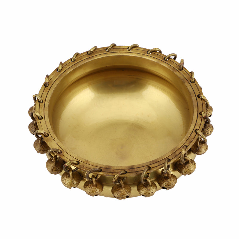 Jaszz Art Brass Urli Bowl With Bells (6in Light)