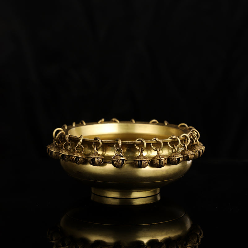 Jaszz Art Brass Urli Bowl With Bells (6in Light)