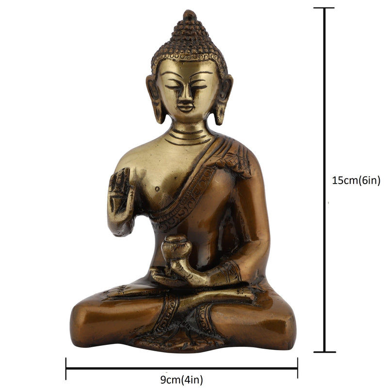 Brass God Gautam Buddha - finely crafted brass statue of Gautam Buddha, golden finish, serene and meditative expression, perfect for home decor and spiritual spaces, ideal for creating a calming and peaceful ambiance, symbolizes enlightenment, compassion, and inner peace, enhances the spiritual energy and fosters a sense of tranquility, a sacred and inspiring addition to your collection of brass sculptures and figurines.