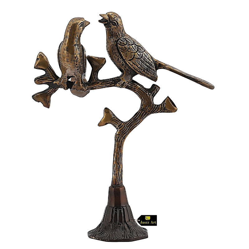 Brass love bird product - beautifully crafted brass sculpture, symbolic love birds, intricate detailing, exquisite golden finish, romantic home decor piece, symbolizes love and companionship, adds elegance and charm to any space.