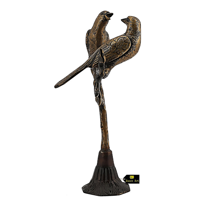 Brass love bird product - beautifully crafted brass sculpture, symbolic love birds, intricate detailing, exquisite golden finish, romantic home decor piece, symbolizes love and companionship, adds elegance and charm to any space.