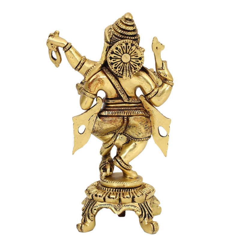 Brass God Ganesha Ji - intricately designed brass statue of Lord Ganesha, golden finish, auspicious and beloved deity, perfect for home decor and spiritual spaces, ideal for invoking blessings and removing obstacles, symbolizes wisdom, prosperity, and good fortune, enhances the spiritual energy and fosters a sense of divine presence, a sacred and revered addition to your collection of brass sculptures and figurines.