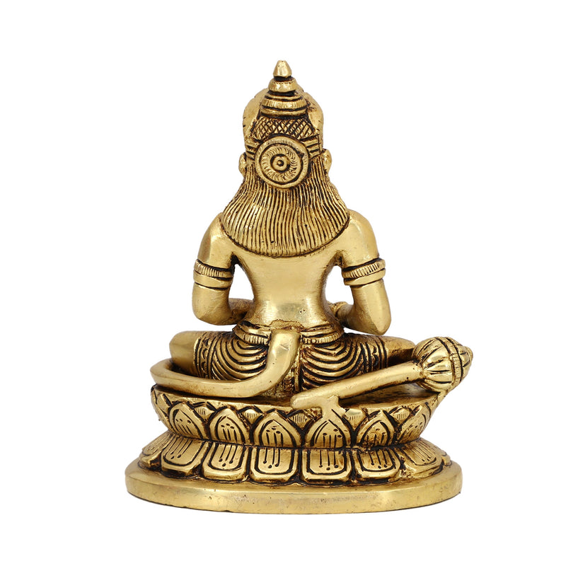 Brass God Hanuman Ji - meticulously crafted brass statue of Lord Hanuman, golden finish, revered and powerful deity, perfect for home decor and spiritual spaces, ideal for invoking strength and protection, symbolizes courage, devotion, and loyalty, enhances the spiritual energy and fosters a sense of divine presence, a sacred and inspiring addition to your collection of brass sculptures and figurines.