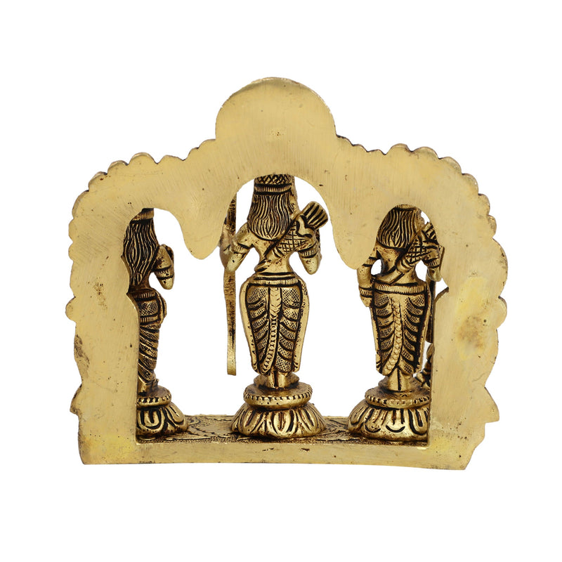 Brass God Ram Darbar - exquisitely crafted brass statue showcasing Lord Ram, Goddess Sita, Lord Lakshmana, and Lord Hanuman, golden finish, divine and revered deities, perfect for home decor and spiritual spaces, ideal for invoking blessings, strength, and righteousness, symbolizes ideal kingship, devotion, and valor, enhances the spiritual energy and fosters a sense of divine presence, a sacred and revered addition to your collection of brass sculptures and figurines."