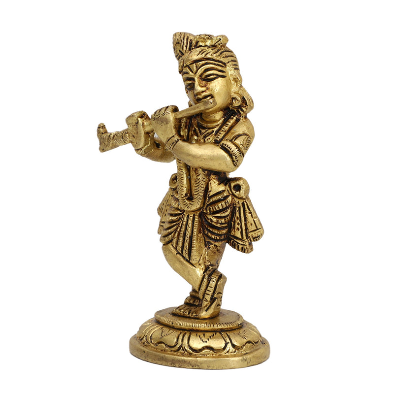 Krishna Ji Brass Statue With Basuri (Small)