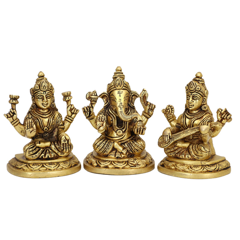  Lakshmi Ganesh and Saraswati ji antique Bhagwan brass decor Diwali Dipawali Festival gift gifts god gold golden home idol idols item items love luck murti pooja puja room statue Vastu wealth