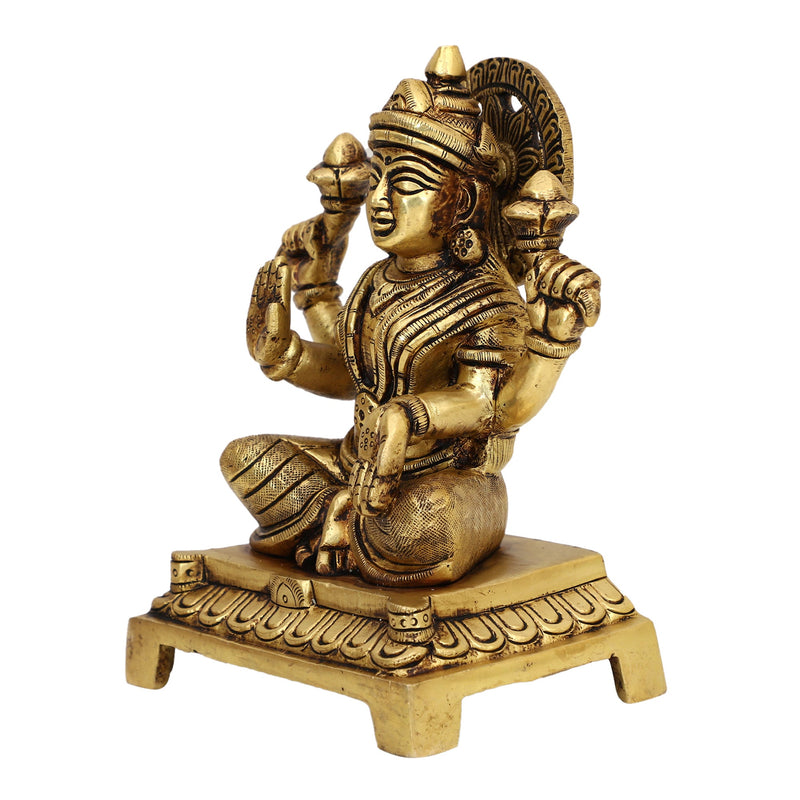 Brass God Lakshmi Ganesha Ji - meticulously designed brass statue featuring Lord Lakshmi and Lord Ganesha, golden finish, auspicious and revered deities, perfect for home decor and spiritual spaces, ideal for invoking blessings, prosperity, and success, symbolizes wealth, wisdom, and divine grace, enhances the spiritual energy and fosters a sense of divine presence, a sacred and blessed addition to your collection of brass sculptures and figurines.