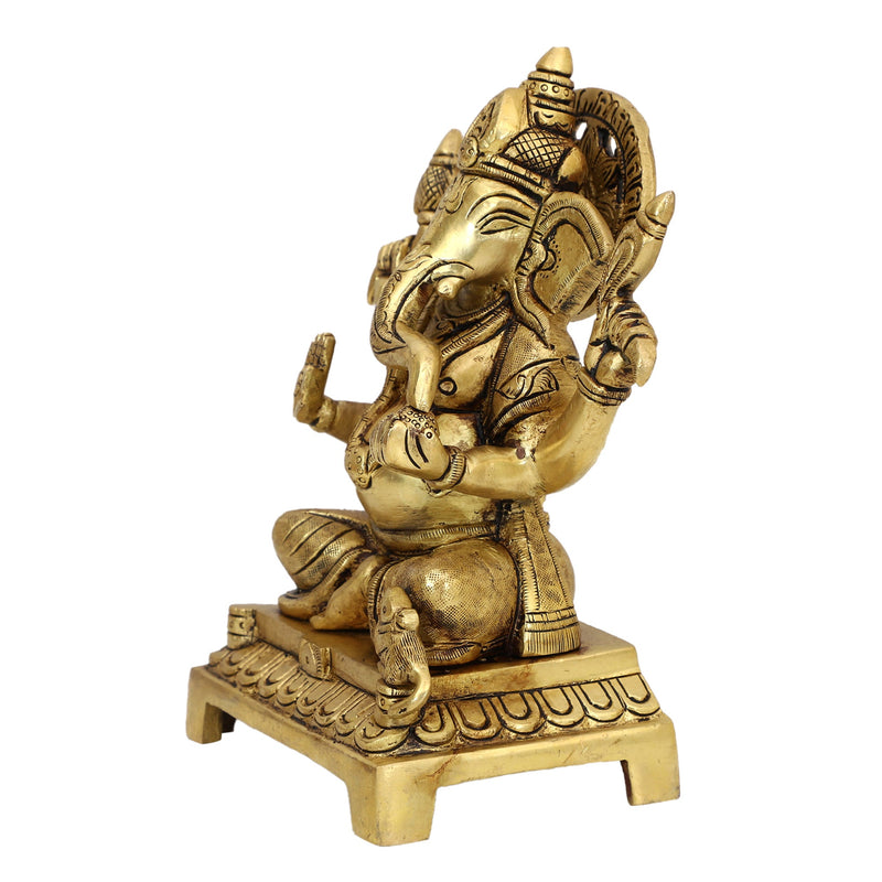 Brass God Lakshmi Ganesha Ji - meticulously designed brass statue featuring Lord Lakshmi and Lord Ganesha, golden finish, auspicious and revered deities, perfect for home decor and spiritual spaces, ideal for invoking blessings, prosperity, and success, symbolizes wealth, wisdom, and divine grace, enhances the spiritual energy and fosters a sense of divine presence, a sacred and blessed addition to your collection of brass sculptures and figurines.