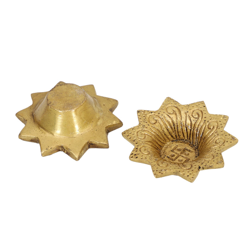 Brass small Akhand Diya - intricately designed brass oil lamp, compact size, traditional Indian Diya, golden finish, decorative home accent, emits a warm and serene glow, ideal for religious ceremonies and meditation, enhances spiritual ambiance and decor.