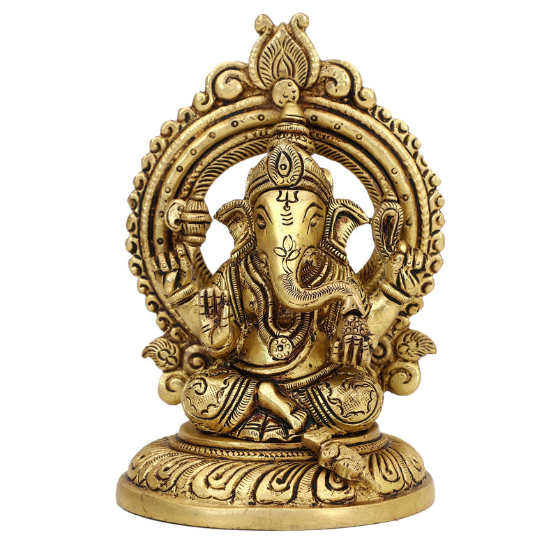 Brass God Lakshmi Ganesha Ji - meticulously designed brass statue featuring Lord Lakshmi and Lord Ganesha, golden finish, auspicious and revered deities, perfect for home decor and spiritual spaces, ideal for invoking blessings, prosperity, and success, symbolizes wealth, wisdom, and divine grace, enhances the spiritual energy and fosters a sense of divine presence, a sacred and blessed addition to your collection of brass sculptures and figurines.