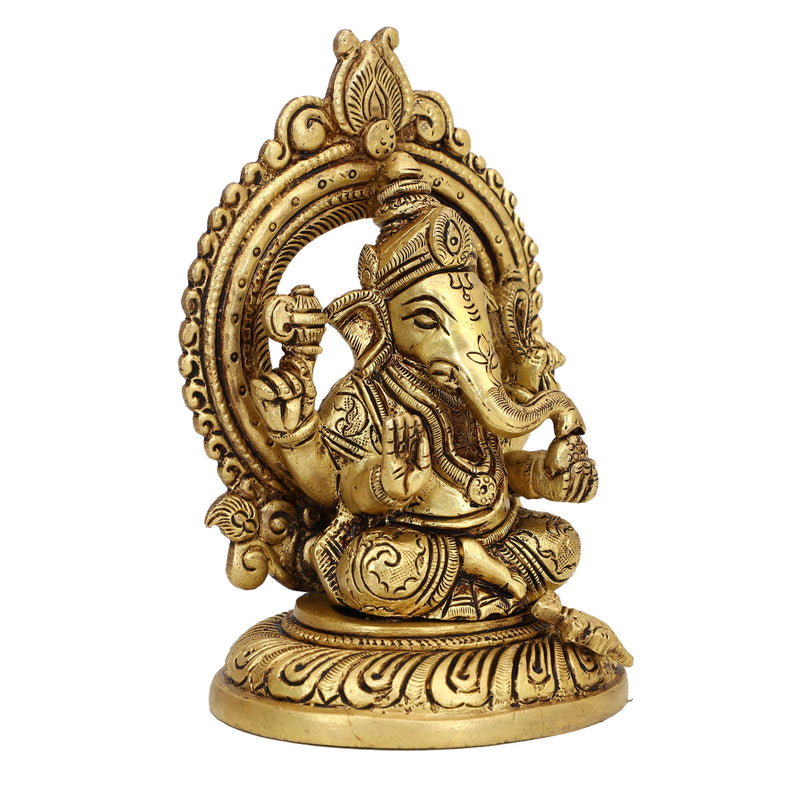 Brass God Lakshmi Ganesha Ji - meticulously designed brass statue featuring Lord Lakshmi and Lord Ganesha, golden finish, auspicious and revered deities, perfect for home decor and spiritual spaces, ideal for invoking blessings, prosperity, and success, symbolizes wealth, wisdom, and divine grace, enhances the spiritual energy and fosters a sense of divine presence, a sacred and blessed addition to your collection of brass sculptures and figurines.