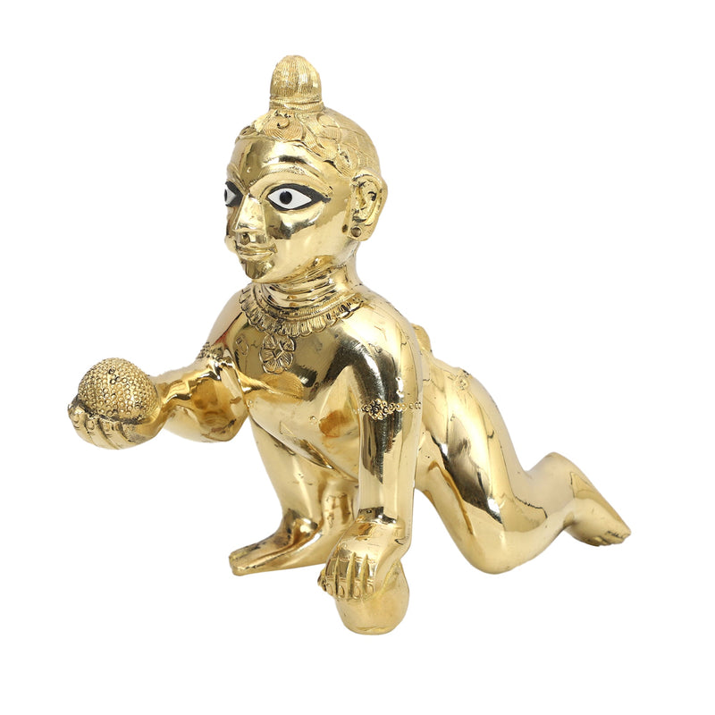 Brass God Krishna Ji - exquisitely crafted brass statue of Lord Krishna, golden finish, beloved and divine deity, perfect for home decor and spiritual spaces, ideal for invoking love and devotion, symbolizes divine playfulness, compassion, and enlightenment, enhances the spiritual energy and fosters a sense of divine presence, a sacred and enchanting addition to your collection of brass sculptures and figurines.