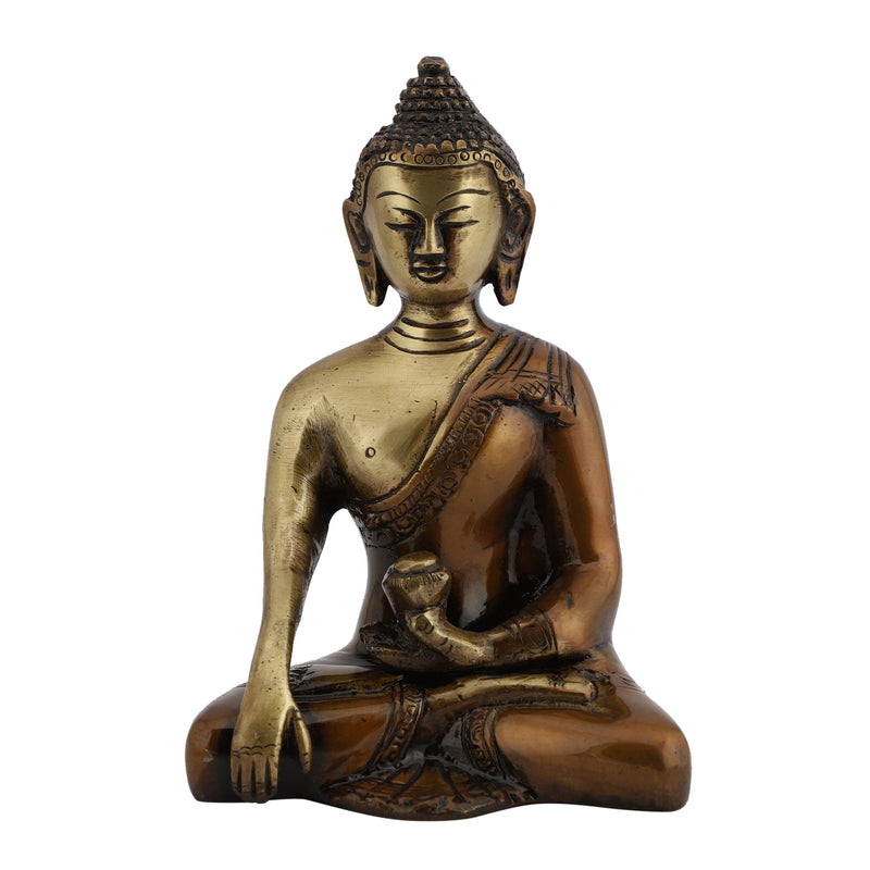 Brass God Gautam Buddha - finely crafted brass statue of Gautam Buddha, golden finish, serene and meditative expression, perfect for home decor and spiritual spaces, ideal for creating a calming and peaceful ambiance, symbolizes enlightenment, compassion, and inner peace, enhances the spiritual energy and fosters a sense of tranquility, a sacred and inspiring addition to your collection of brass sculptures and figurines.