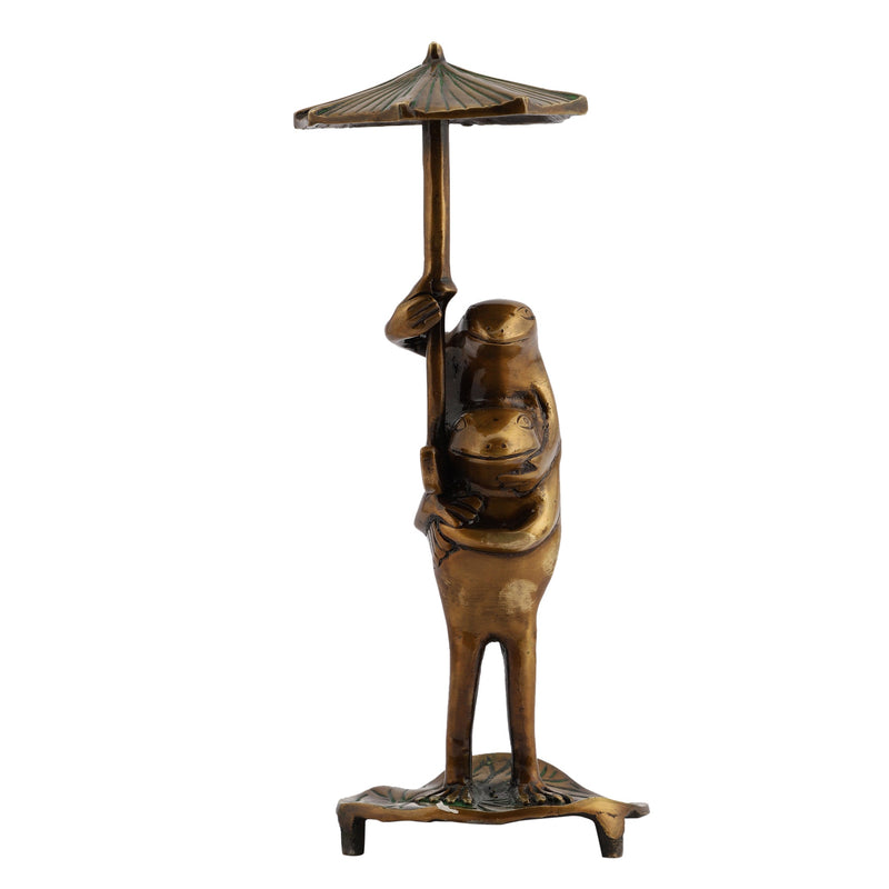 Umbrella Frog Animal Antique Art Beautiful Bedroom Brass Decor Decoration Figure Figurines Gift Gifts God Gold Golden Home Easter Item Items Living Livingroom Love Luck Office Pet Room School Showpiece Statue Vastu Wealth