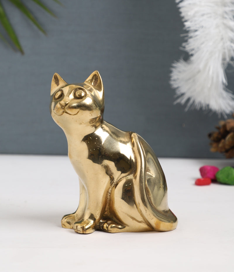 Cat Kitten Animal Antique Art Beautiful Bedroom Brass Decor Decoration Figure Figurines Gift Gifts God Gold Golden Home Idol Idols Item Items Living Livingroom Love Luck Office Pet Room School Showpiece Statue Vastu Wealth